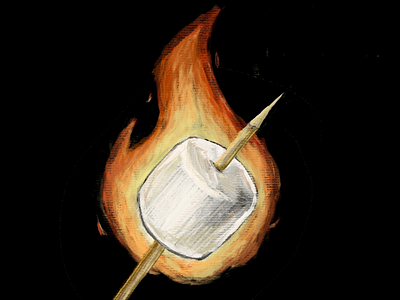 Flaming Marshmallow #1 camping fire food illustration marshmallow smores
