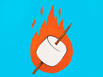 Flaming Marshmallow #4 camping childrens illustration fire food illustration marshmallow smores