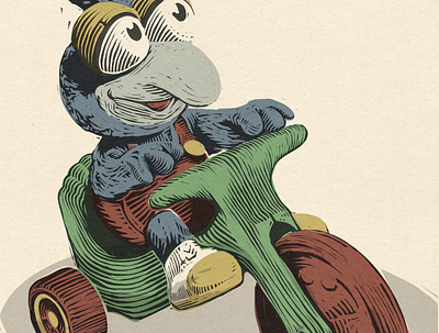 Baby Gonzo Toy childrens illustration illustration linoleum muppet toy woodcut