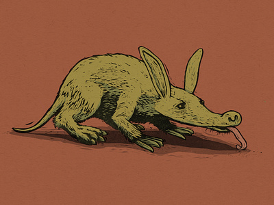 Aardvark aardvark animal illustration linoleum woodcut