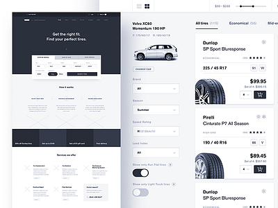 ecommerce: car services wireframe 🚙 car clean ecommerce landing modern shop tires wheels wire wireframe