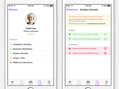 iOS app for checking project disclosure