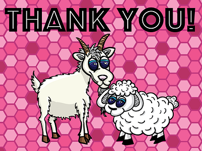 BAAAAAA-M! Thank you Dribbble! goat illustrator sheep textile thank you