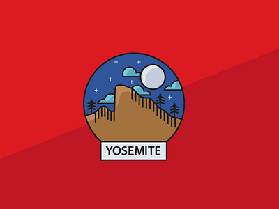 Yosemite National Park illustrator logo national park single width line art