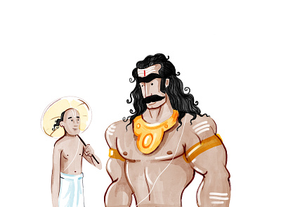 Mahabali and Vamana caricature character study characterdesign design digitalart illustration painting quick sketch