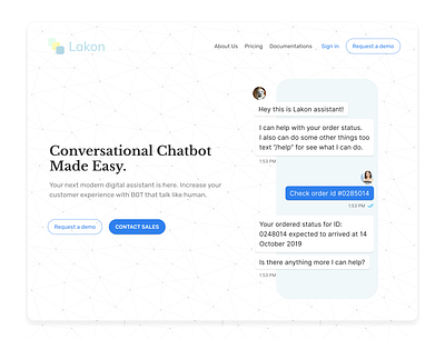 Lakon Chatbot Landing Page ai chat chat app chatbot landing page landingpage minimal pattern ui ux
