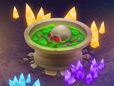 Skull Cauldron cauldron crystal fantasy game art skull vector art
