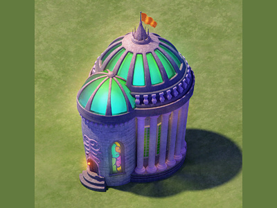 Flora Museum 3d alchemy building castle crystals dome iphone game isometric magic medieval museum columns stained glass stone