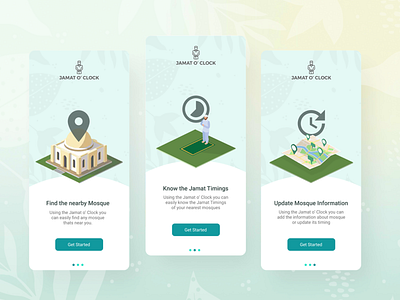 Onboarding Screen Mobile app clean design flat illustration minimal mobile mosque onboarding prayers responsive screen simple timings ui ux