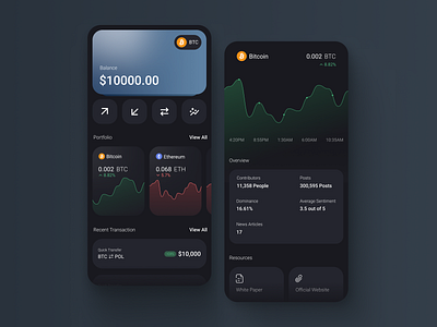 UI Design: Crypto Wallet app design flat minimal mobile ui ux