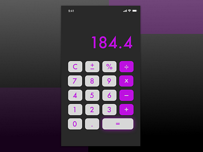 DailyUI Day 004 Calculator 004 black calculator calculator app calculatorui dailyui dailyui004 gradient mobile calculator mobile design purple ui uidesign ux