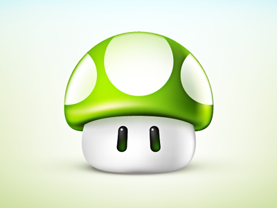 1up mushroom 1up cute green illustrator life mario mesh shroom vector