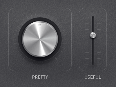 pretty vs useful confusing control dark dial drag easy ios leather shiny touchscreen ui user