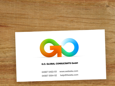 g.o. global consultants logo arrow business card flow logo simple