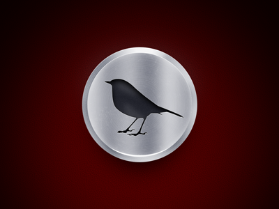 bird button bird chirp icon leather metal reflective shiny silhouette tweet twitter