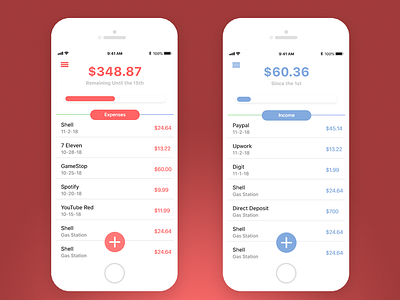 iOS Expense App app concept design ios ui