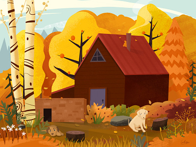 A corner of autumn design illustration scene illustration