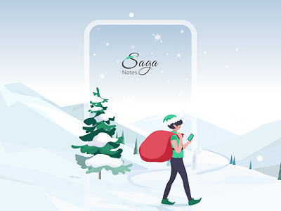 Happy New Year from Saga Notes app christmas figma figmadesign happy new year illustration new year notes notes app todo todoist ui ux