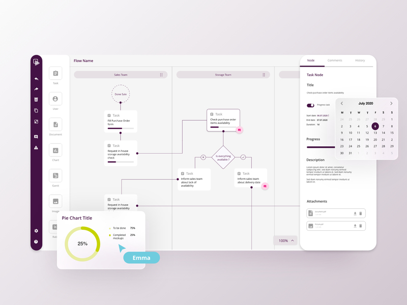 Intuitive tool for live team collaboration app charts collaboration tool data flow design diagram interactive collaboration nodes real-time tasks ui ux web