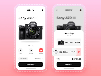 SONY A7R III Product Page - App UI 3d animation app branding design graphic design illustration interaction design logo motion graphics product product design sony typography ui uiux ux