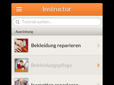 Outdoor Instructor iPhone App app clean interface iphone list minimal orange ui user interface