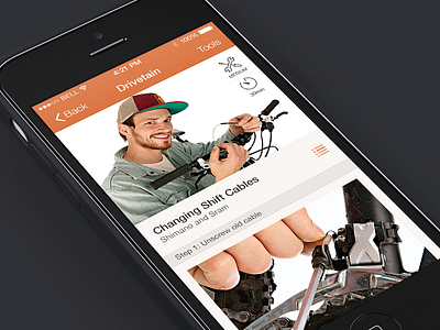 MountainBike Repair iOS 7 [redesign] app ios ios7 iphone mountain bike mountainbike mtb orange repair tutorial ui user interface