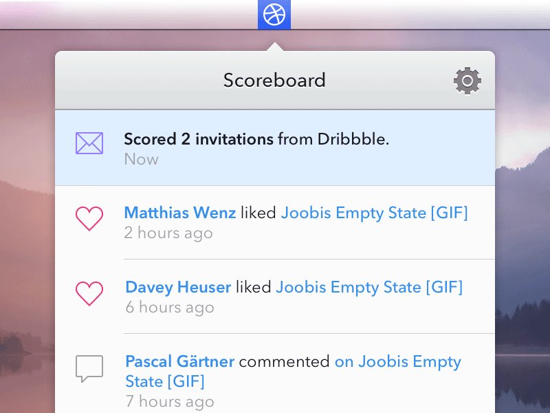 Two Dribbble Invites animation app available basketball dribbble interface invitation invite invites notification osx ui