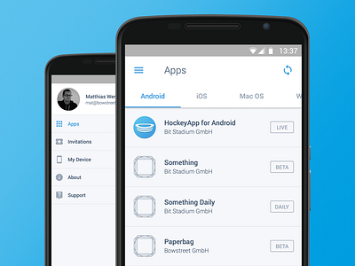 HockeyApp for Android android app blue google hockeyapp material material design nexus ui