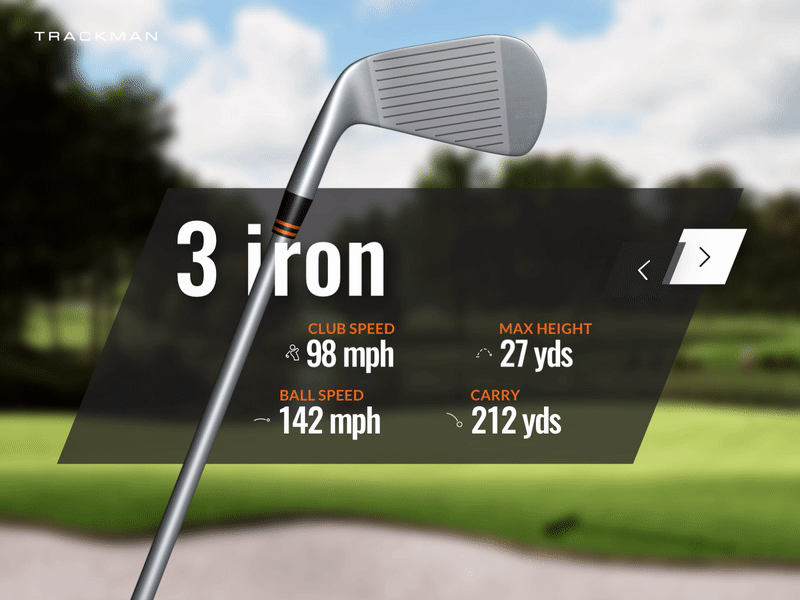 Smooth Club Selection 3 iron after effects aftereffects animation animation design clubs data golf golfing illustration iron club stats trackman trackman golf ui