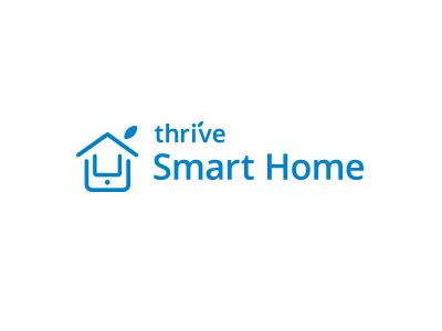 Thrive Smart Home Logo blue branding energy home re brand smart home thrive