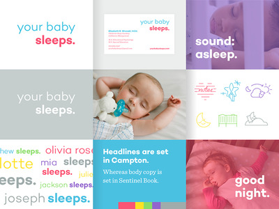 YBS Brand Board baby colors exploration icons logo sleep your baby sleeps
