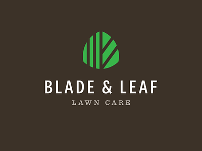 Blade & Leaf blade brown grass green landscaping lawn care leaf logo