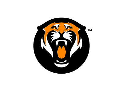 Big cat circular growl logo orange sports tiger