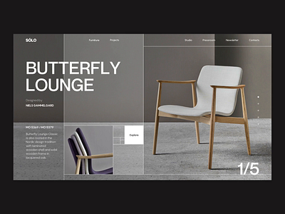 SÓLO Concept Furniture Design Studio Page animation concept design furniture golden ratio interface interior minimal studio style ui ux web design