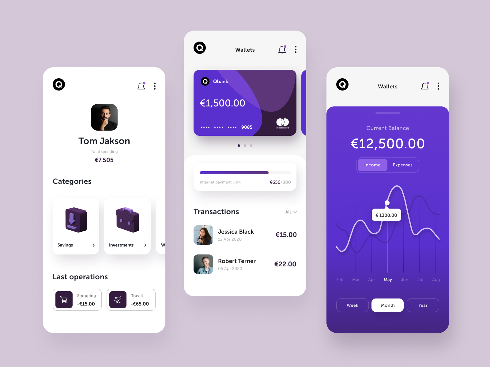 Qbank Banking App by Daria Dziatko for Precise on Dribbble