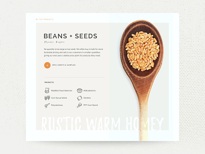 Ingredients Product Page button food natural rustic texture typography