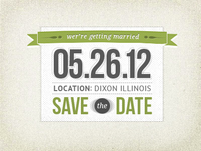 Save The Date layout ribbon save the date texture type typography wedding