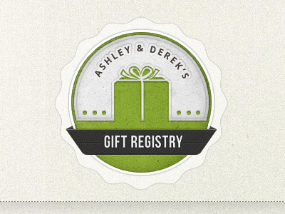 Gift Registry badge gift registry green logo ribbon texture wedding
