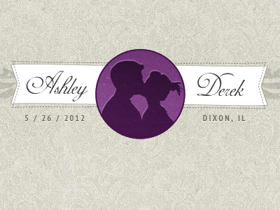 Wedding Logo logo purple ribbon script texture wedding