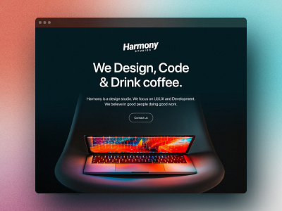 Harmony Studio Website Landing page colorful dailyui dark mode dark theme landing page landingpage studio website ui ui design uiux web web design web designer webdesign website website concept