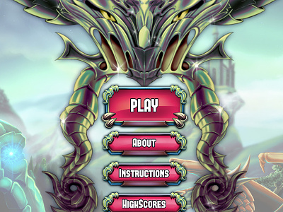 Main Menu - Fully Illustrated background dragon fantasy game art illustration main menu