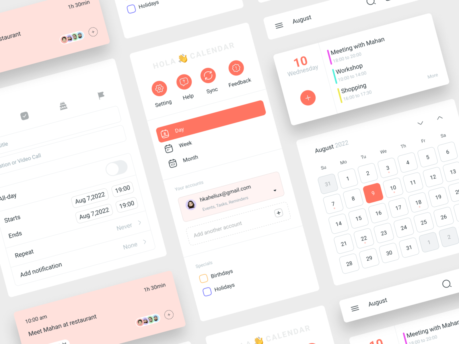 Hola calendar - UI kit by hanieh kaheli on Dribbble