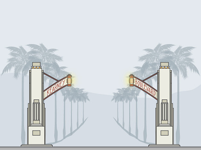 Historic Kearny Boulevard Entrance arch california illustration typography vector vintage