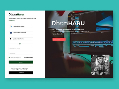 LOGIN PAGE - INSTRUMENTAL STREAMING PLATFORM music app ui uidesign ux webdesign