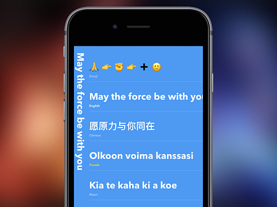 "May the force be with you" translation in Miss D creativity delight design emoji experience language star wars translation ui ux