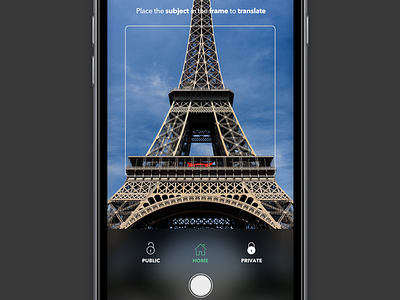 Take a photo to translate places app bold dark ios language typography ui ux