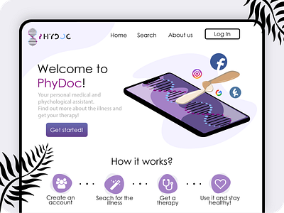 Medical app website design app business design hand illness illustration illustrator interface log in logo medical therapy vector