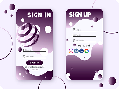 Sign in / Sign up screens app branding design icon illustration illustrator interface log in mobile mobile app design sign in sign up ui ux