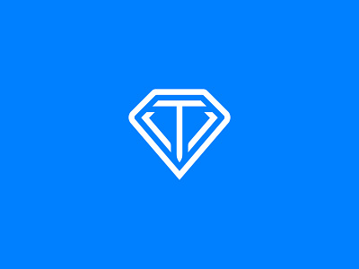Letter T Diamond Logo apps blue business clean company design diamond letter t line logo logos modern shape startup tech technology white