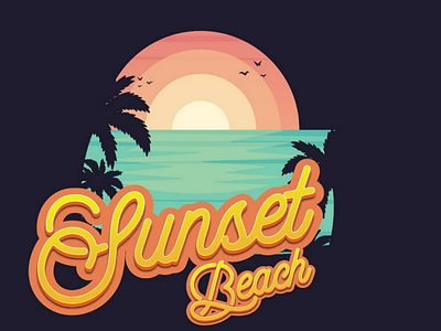 Sunset beach logo logo badge